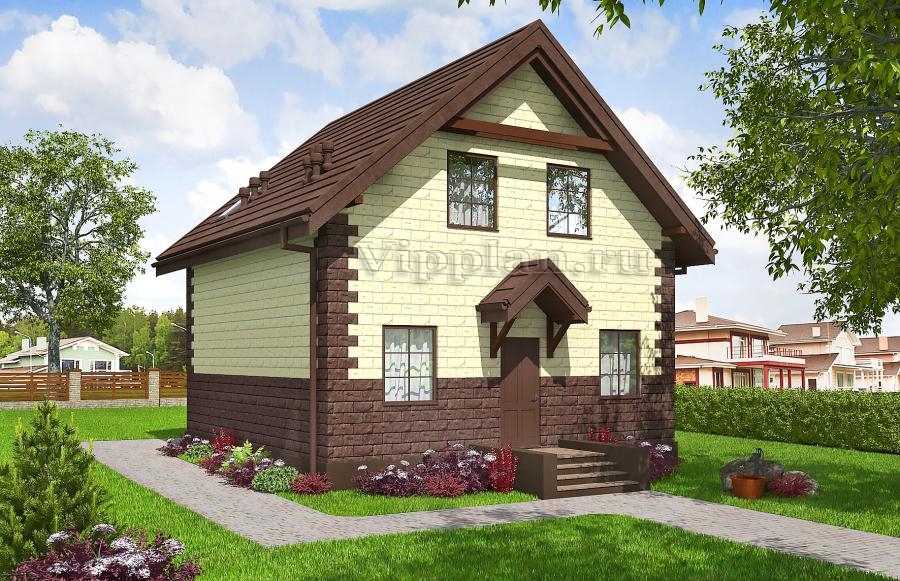 Одноэтажный дом с мансардой и террасой