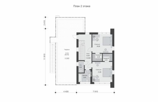 Двухэтажный дом с гаражом и эксплуатируемой кровлей